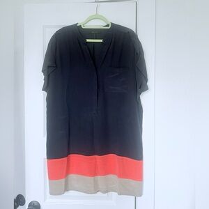 BCBGMaxAzria Navy and Peach Midi Dress